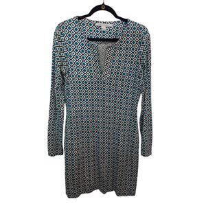 DVF Diane von Furstenberg Diamond Print Reina Sheath Shift Mini Dress Size 6